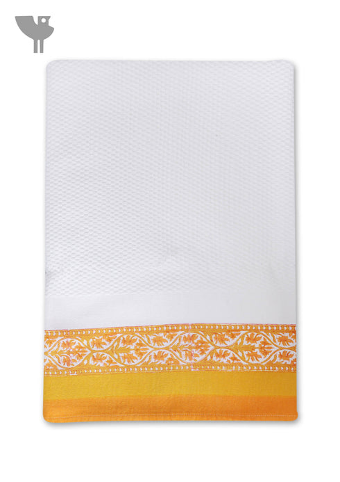 Handloom Cotton Bath Towel With Block Print Border